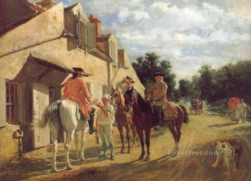  Ernest Oil Painting - At the Relay Station classicist Jean Louis Ernest Meissonier